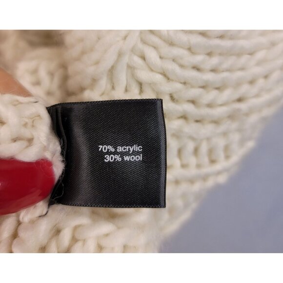 The Limited Womens Cream Knit Cowl Neck Short Sleeve Sweater L Acrylic & Wool - Picture 4 of 8